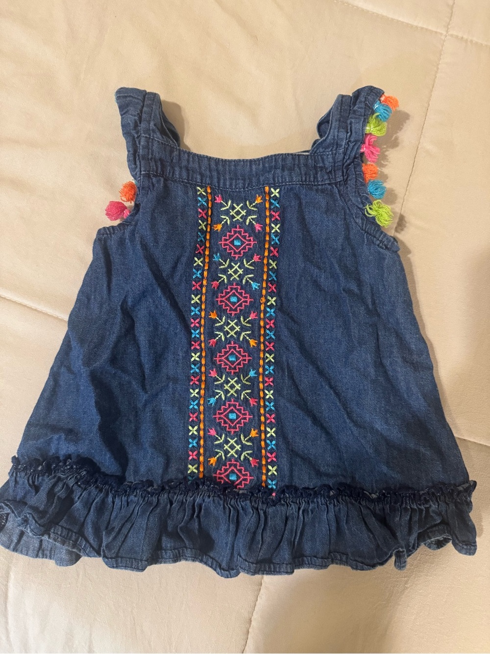 Kids Headquarters denim, chambray, fiesta fringe tank top size 24 months